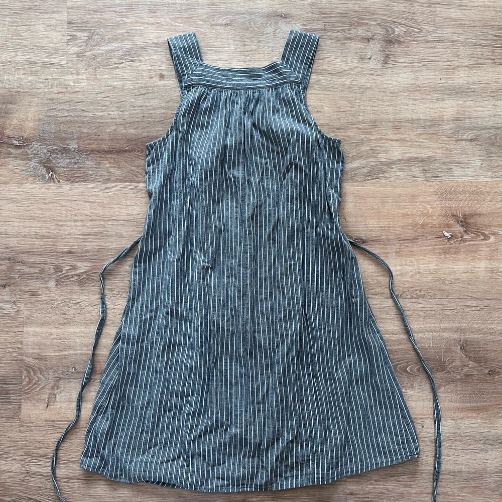 Grey striped pinafore dress